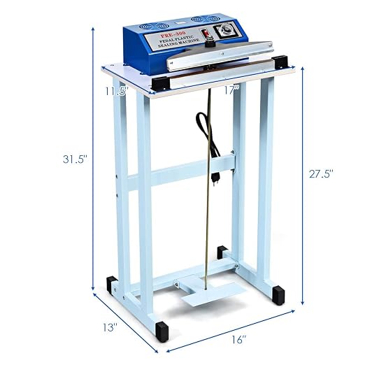 Goplus 110V 12" Foot Pedal Impulse Sealer Heat Seal Closer Plastic Bag Sealing Machine for Industrial and Commercial