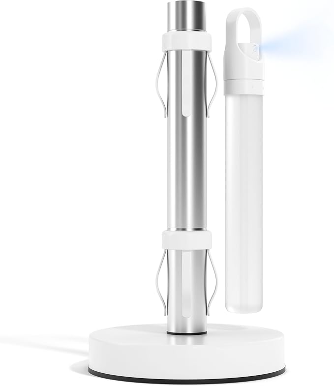 Stainless Steel Paper Towel Holder with Spray Pump – One-Handed Tear, Smart Traction System, 5 oz Sprayer Bottle, Heavy Duty Suction Cups, Weighted Base, Kitchen Towel Dispenser for Countertop Use