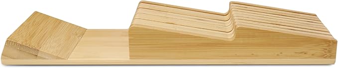 RoyalHouse Bamboo In-Drawer Knife Block,Knife Block without Knives, Fit for 9 Knives, Perfect for Home and Chefs, Premium Knife Holder, Gifts, Housewarming