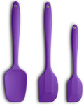 Silicone Spatula 3‑Piece Set Heat Resistant 600°F Non‑Stick Rubber Spatulas with Stainless Steel Core ALLWIN HOUSEWARE Large Spatula, Spoonula & Mini Spatula for Cooking & Baking, Purple
