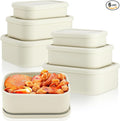 Blushtier 2 Sets of 6 Silicone Food Storage Containers, Reusable Lunch Bento Box with Lid, Hard Shell Storage Containers, Microwave Dishwasher Freezer Safe, 10 oz, 23.6 oz, 44 Ounce(Bone White)