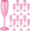 Maxcheck 12 Pcs Champagne Flutes Bulk Acrylic Toasting Drinking Flute Unbreakable Goblet Champagne Cups 6 oz Plastic Wine Glasses for Mother's Day Wedding Bridal Shower Anniversary Party (Pink)