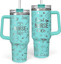 SANDJEST Nurse Gifts for Women, Nurse Tumbler with Handle 40oz Stainless Steel Coffee Cup with Straw Lid, Nursing Gift for Female Nurses, Appreciation Gift for Graduation Christmas Birthday