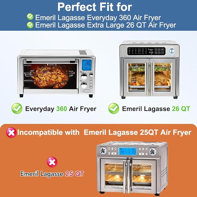 YQL 10x12 Inch 150PCS Disposable Air Fryer Liners and Air Fryer Basket Replacement for Emeril Lagasse 26 QT