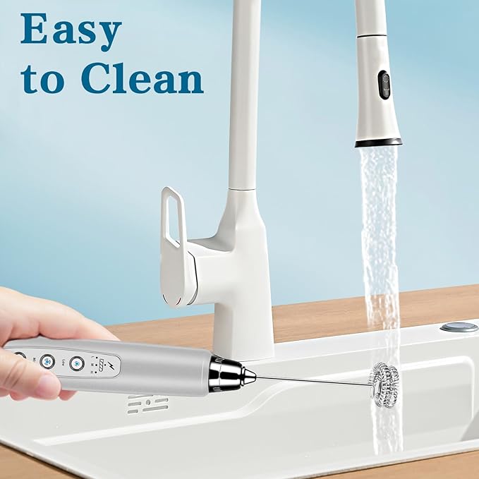 BSRGMS Milk Frother Handheld with Stand, Electric Whisk 3 Speed Adjustable, Drink Mixer with Stainless 3 Whisk, Rechargeable Hand Frother Wand, Foam Maker for Latte Cappuccino Hot Chocolate Egg Silver