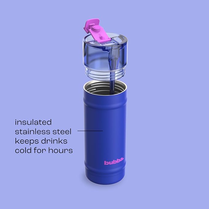 bubba 18 oz Dualsip Insulated Stainless Steel Water Bottle with Straw - Reusable, Leakproof, Lightweight, Dishwasher Safe, Lead-Free and BPA-Free, Ocean Energy
