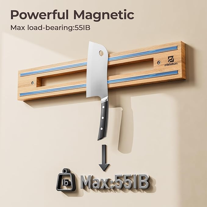 Magnetic Knife Holder for Wall, Magnet Knife Storage Strip Wooden 16.5 Inch, Use as Knife Bar, Knife Rack, Kitchen Utensil Organizers Tool, Wall Mount, Housewarming, Party, Gift