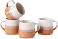 Coffee Mugs Set of 4, Ceramic Tea Coffee Cups with Handle, 14 OZ Large Porcelain Mug for Americano, Latte, Cappuccino, Hot Chocolate, Glazed and Brown