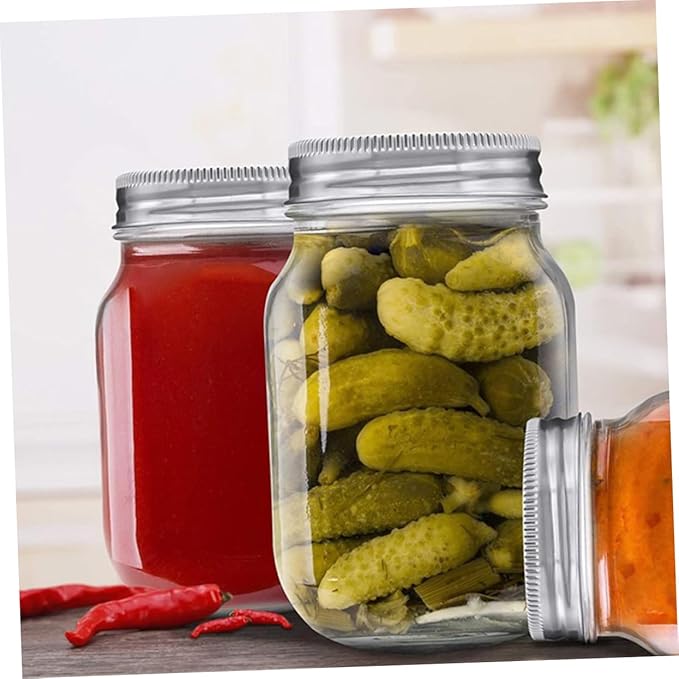 Veemoon 6pcs Jars Airtight Lids Wide Mouth Storage Containers for Fruit Jelly Meal Prep and Preserving Canning Jars for Kitchen Use