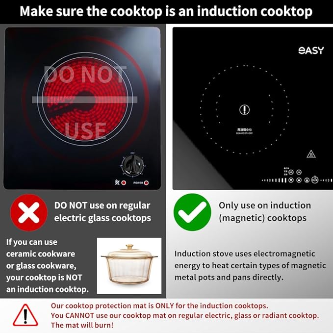 Induction Cooktop Protector 10" (26cm), Induction Cooktop Mat - Silicone Fiberglass Scratch Protector - for Induction (Magnetic) Stove - Non Slip Pad to Prevent Pots from Sliding (Green)