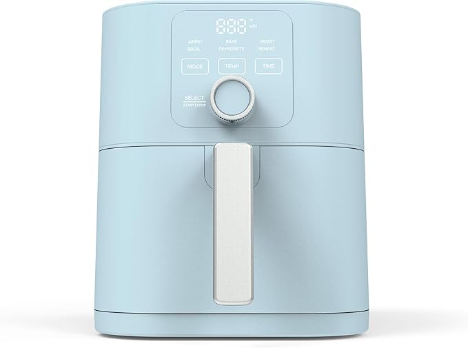 Martha Stewart 6QT Air Fryer, 6-in-1, Bake, Broil, Roast, Air Fry, Dehydrate, Reheat, Ceramic Non-Stick Basket, Crispy Results Fast, 400°F Max Temp, Shake Reminder, Auto Shut-Off, Sky Blue