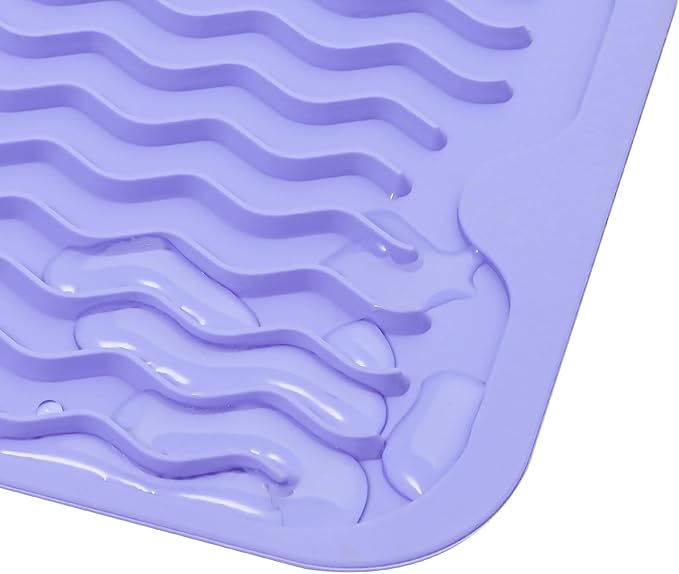 MicoYang Silicone Dish Drying Mat for Multiple Usage,Easy clean,Eco-friendly,Heat-resistant Silicone Mat for Kitchen Counter,Sink,Bar,Bottle,or Cup Light Purple M 17 inches x 6 inches