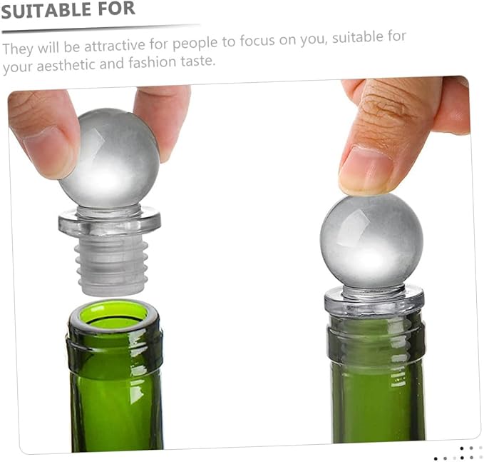 24pcs Glass Ball Wine Bottle Stoppers Portable Aroma Container Sealer with Silicone for Freshness Preservation and Beverage Protection