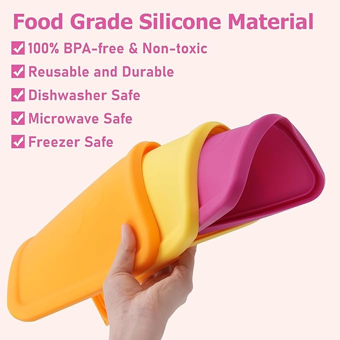 3 Cup 6 Cup 11 Cup Rectangle Silicone Storage Cover Lids Replacement for Pyrex 7210-PC, 7211-PC, 7212-PC Glass Bowls, (Container not Included) 3 Pack, Microwave, Dishwasher and Freezer Safe