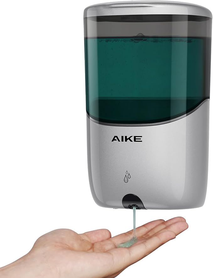AIKE Automatic Commercial Soap Dispenser and Wall Mount Paper Towel Dispenser Bundle, Model AK1216_Silver_5181_Brushed