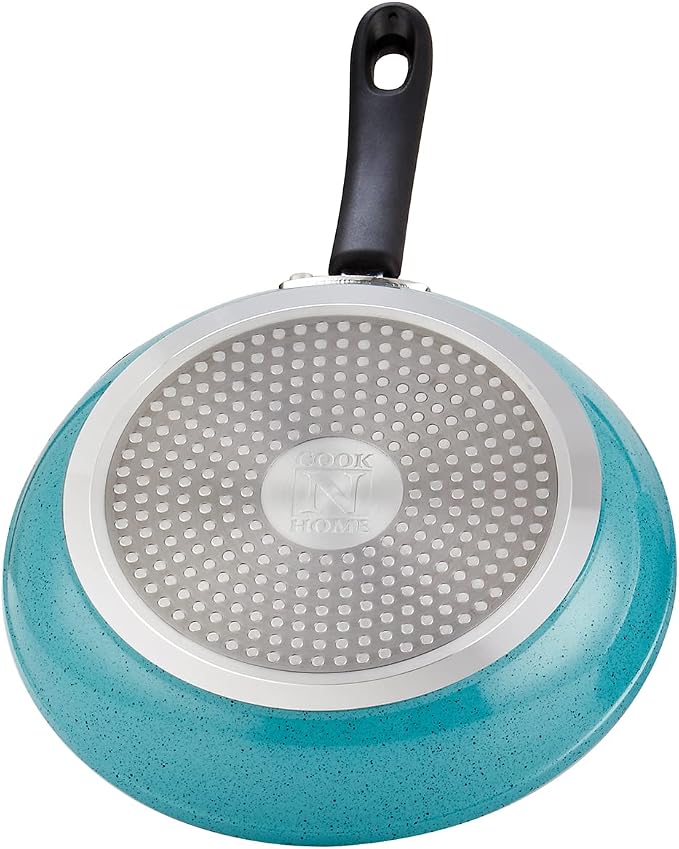 Cook N Home Professional Pots and Pans Nonstick Cookware Set, Kitchen Cooking Set with Frying Pans and Saucepans, Induction Compatible, 12-Piece, Turquoise