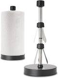 Heavy-Duty Stainless Steel Paper Towel Holder - Easy One-Handed Tear with Suction Cups - Modern Weighted Standing Countertop Dispenser for Kitchen - Holds All Paper Towel Rolls, Black