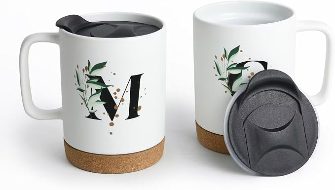 14oz Sublimation Coffee Mugs,Case of 6 Pieces | Removeable Cork Bottom and Splash Proof Lid Mug,with Brown Mail Order Box