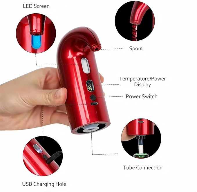 Hotool Electric Wine Aerator, Wine Decanter Pump Dispenser Gifts Set,Automatic Wine Aerator Pourer Spout. Wine Dispenser Pump, Wine Gifts Set for Wine Lovers