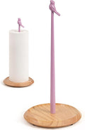 Wooden Paper Towel Holder countertop, Stylish Bird Shaped,Solid Wood Base&Iron Top, with Non-Slip Mat, Stable&Durable,Paper Towel Holder Farmhouse Style to Elevate Your Kitchen's Décor (Pink)