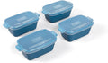 Souper Cubes Ceramic Baking Dishes - 5" x 3" Individual Baking Dishes for Oven with Silicone Lids, Oven, Microwave and Air Fryer Safe, Perfect for Reheating Single Serve Meals, Set of 4 - Blueberry