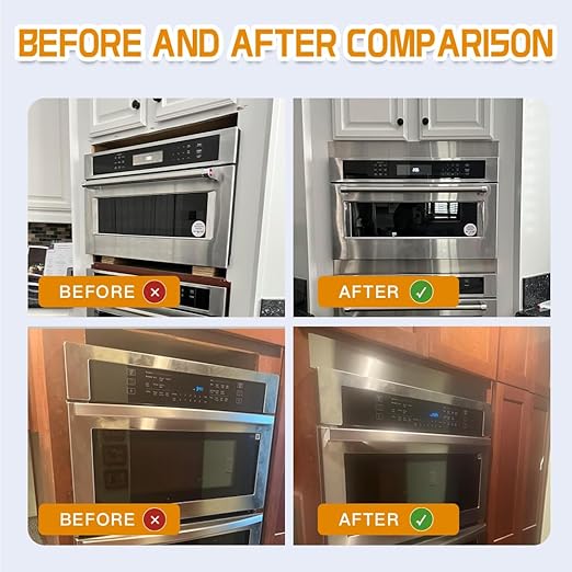 304 Brushed Stainless Steel Sheet Gap Filler, Metal Trim Strip for Wall Oven/Microwave Combo/Range/Cooktop, Self-Adhesive Gap Cover, 30 Inches Long, 3 Inches Wide, One Piece
