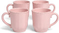 SANGO Bethany Pink Mugs Set of 4, 15 oz Stoneware Pink Coffee Mugs, Vibrant Ceramic Drinkware for Coffee, Tea or Cocoa, Durable Everyday Cups, Dishwasher & Microwave Safe, Kitchen Mug Set