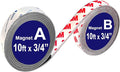 Paired A+B 3/4 inch Magnets Tapes 10FT, a b Magnetic Strips Match to Use with Strong Adhesive Backing, Flexible Magnetic Strips for DIY Craftings -2Pack