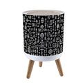 Trash Can with Lid Futhark Norse islandic Seamless Magic Hand Press Top Round Small Garbage Bin with Wooden Legs Waste Basket for Kitchen Bedroom Nursery 7L/1.8 Gallon