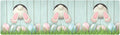 senya Easter Trivet Table Runner 40 Inches Long Easter Bunny Bottom with Pink and Blue Eggs Heat Resistant Hot Pad Multi Purpose Mat for for Hot Pots Pans Kitchen Countertops, B01C23045