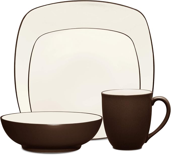 Noritake Colorwave Chocolate 4-Piece Square Place Setting, Service for 1