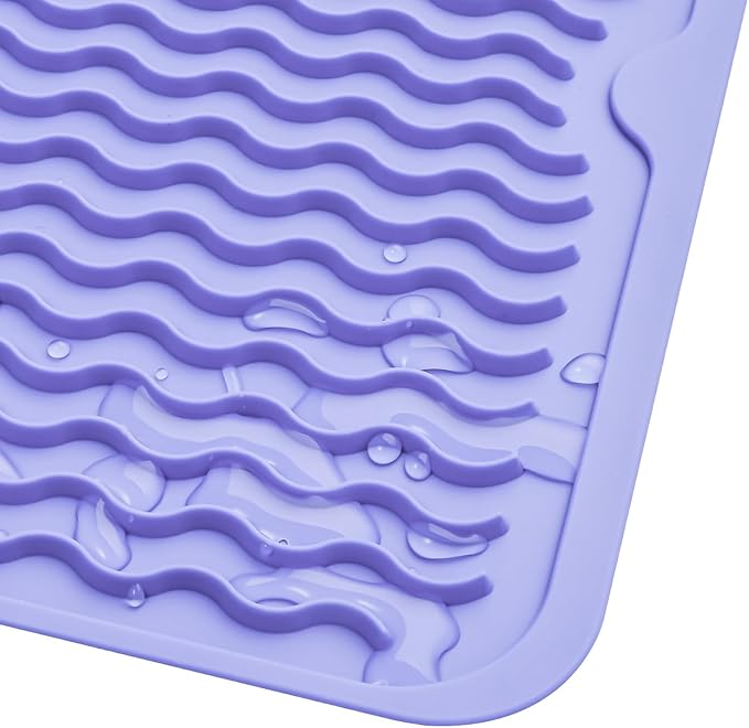 MicoYang Silicone Dish Drying Mat for Multiple Usage,Easy clean,Eco-friendly,Heat-resistant Silicone Mat for Kitchen Counter or Sink,Refrigerator or Drawer liner Light Purple M 12 inches x 12 inches