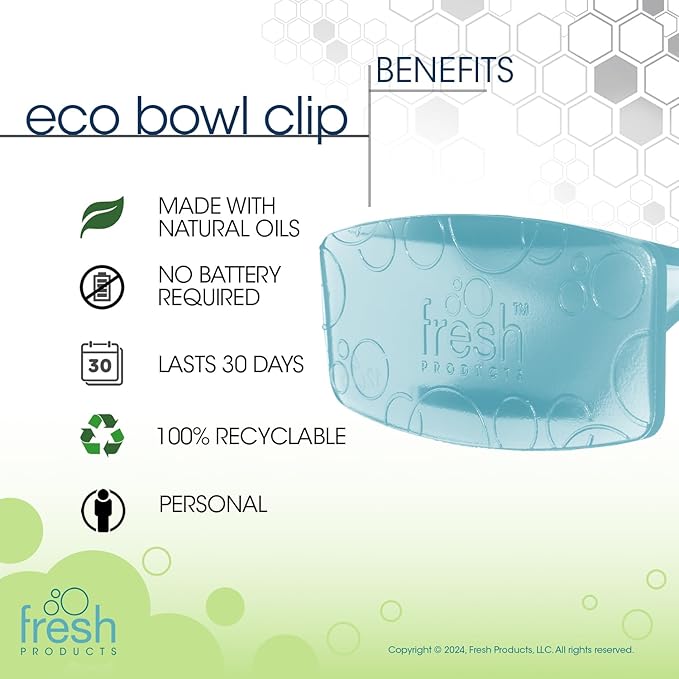 Fresh Products Eco Bowl Clip Air Freshener Versatile Design Toilet Freshener Trash Freshener Chemical Free Natural Oils Discreet Lasts 30 Days Made in the USA Ocean Mist 12 pk