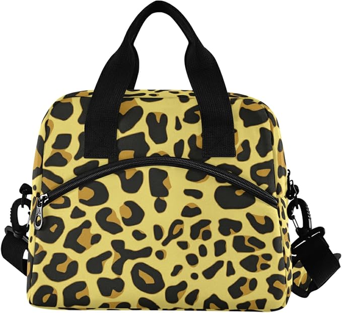 Cheetah Pattern Design Insulated Lunch Bag Reusable Lunch Tote Bag Cooler Bag for Women Men Adult Lunch Box with Adjustable Shoulder Strap Leakproof Lunch Bag for Work School Picnic Camping
