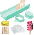 3 Inch Cakesicle Cutter and Cake Pop Mold Set with 8.7in Tray, 100 Wooden Sticks & 100 Bags, Silicone Cakesicle Mold for Homemade Cake Pops, Baking, Birthdays and Party Desserts (Turquoise)
