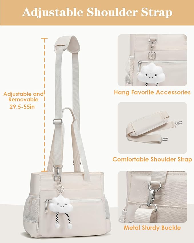 GLENKEY Insulated Lunch Box Lunch Bag Tote - Large Leakproof Cooler Bags for Women - Soft Lunchbox for Adults Work Shift Picnic Travel Cream 10L