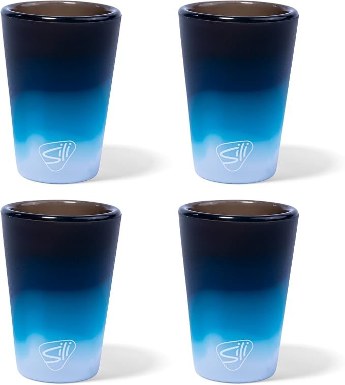 Silipint 1.5oz Silicone Shot Glasses with Handle – 4 Pack Unbreakable, BPA-Free, Non-Toxic, Dishwasher & Freezer Safe Shot Cups – Moon Beam Glasses