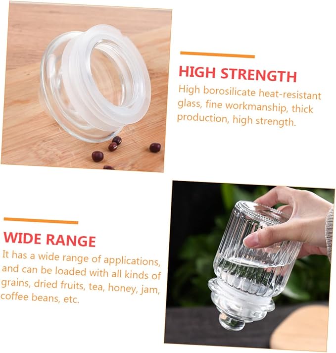 4pcs Glass Storage Bottles Food Prep Containers Canning Jars Airtight Storage Jars Pantry Boxes Lids