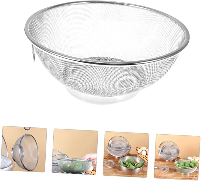 Cabilock Stainless Steel Rice Washing Strainer Fine Mesh Kitchen Colander for Vegetables and Fruits and Compact Design for Easy Storage for Home Cooking