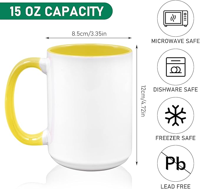 12 Pack Sublimation Mugs Blank,15oz Tazas Para Sublimacion,DIY Coated Ceramic Coffee Mug for Milk Tea Latte Hot Cocoa,Porcelain Sublimacion Cups with Box,Assorted Colors