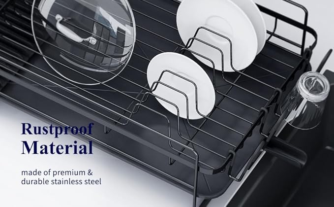 Adjustable Over The Sink Dish Drying Rack, Large Capacity Stainless Steel Kitchen Counter Organizer with Ventilated Design - Rustproof & Space-Saving for Home Cooks
