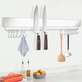 Magnetic Knife Holder for wall, 23 Inch Knife Magnetic Strip with 15 Hooks, Stainless Steel Knife Holder Magnet Rack for Kitchen Organizer, Mount with Adhesive or Screws