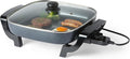 Amazon Basics Electric Skillet and Frying Pan with Glass Lid, Nonstick Ceramic Coating, Cool-Touch Handles, Adjustable Heat, 15.74 x 11.81 x 6.69 inch, Black