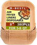 M-bestl 380 Pcs Air Fryer Liners Disposable, Food Grade Parchment Paper Liners,Oil-Proof& Non-Stick, Suitable for Air Fryers, Microwaves, Ovens(8 Inch,380Pcs)