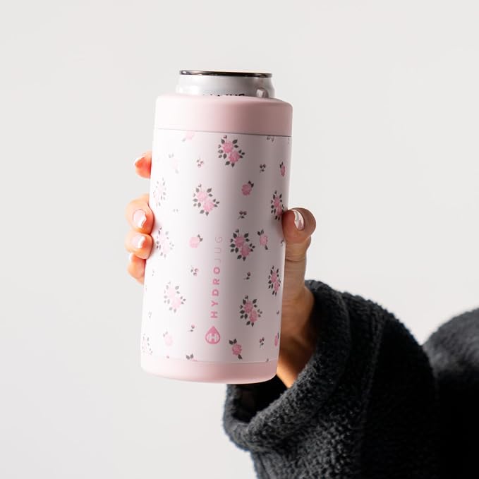 HydroJug Tall Can Cooler 16 oz, Stainless Steel Can Holder, Wildrose