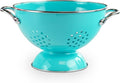 Reston Lloyd, 1.5 Quart Powder Coated Steel Kitchen Strainer Basket for draining Pasta, Vegetable and Fruit, Chrome Handles and Wide Stable Base, Aqua-Blue