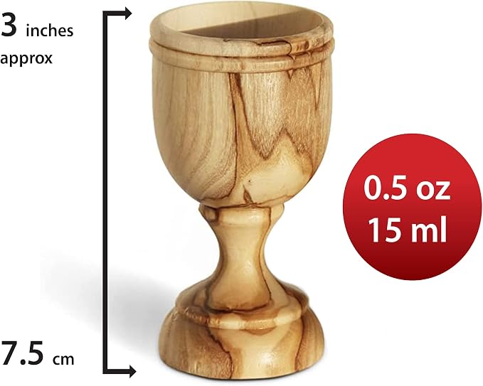 Genuine Olive Wood Communion Set from the Holy Land - 2 Hand-Carved Cups and Engraved Tray "Do This in Remembrance of Me" - Authentic Bethlehem Wood Gift for Pastors & Home Worship - Includes Gift Bag