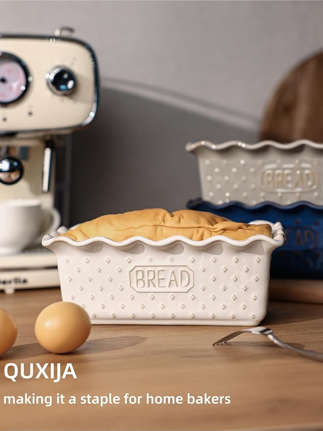 Ceramic Loaf Pan for Baking Bread, 9"X5" Bread Pans (Vintage White)