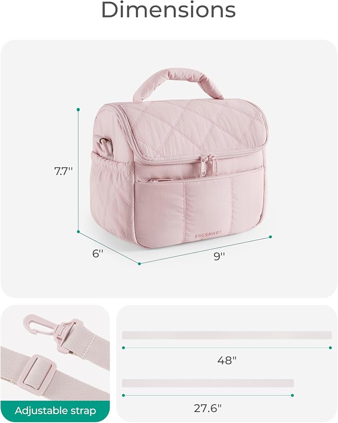 BAGSMART Insulated Lunch Bags for Women, Cute Quilted Lunch Box, Lightweight Puffy Padded Waterproof Lunch Tote, Reusable Lunch Cooler for Work Picnic Travel, Leopard
