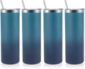 Volhoply 4 Pack Skinny Tumblers with Lid and Straw, 20oz Stainless Steel Straight Tumbler Bulk, Vacuum Insulated Coffee Mug for Home, Office, Travel, DIY (Dark Night,4 Pack)